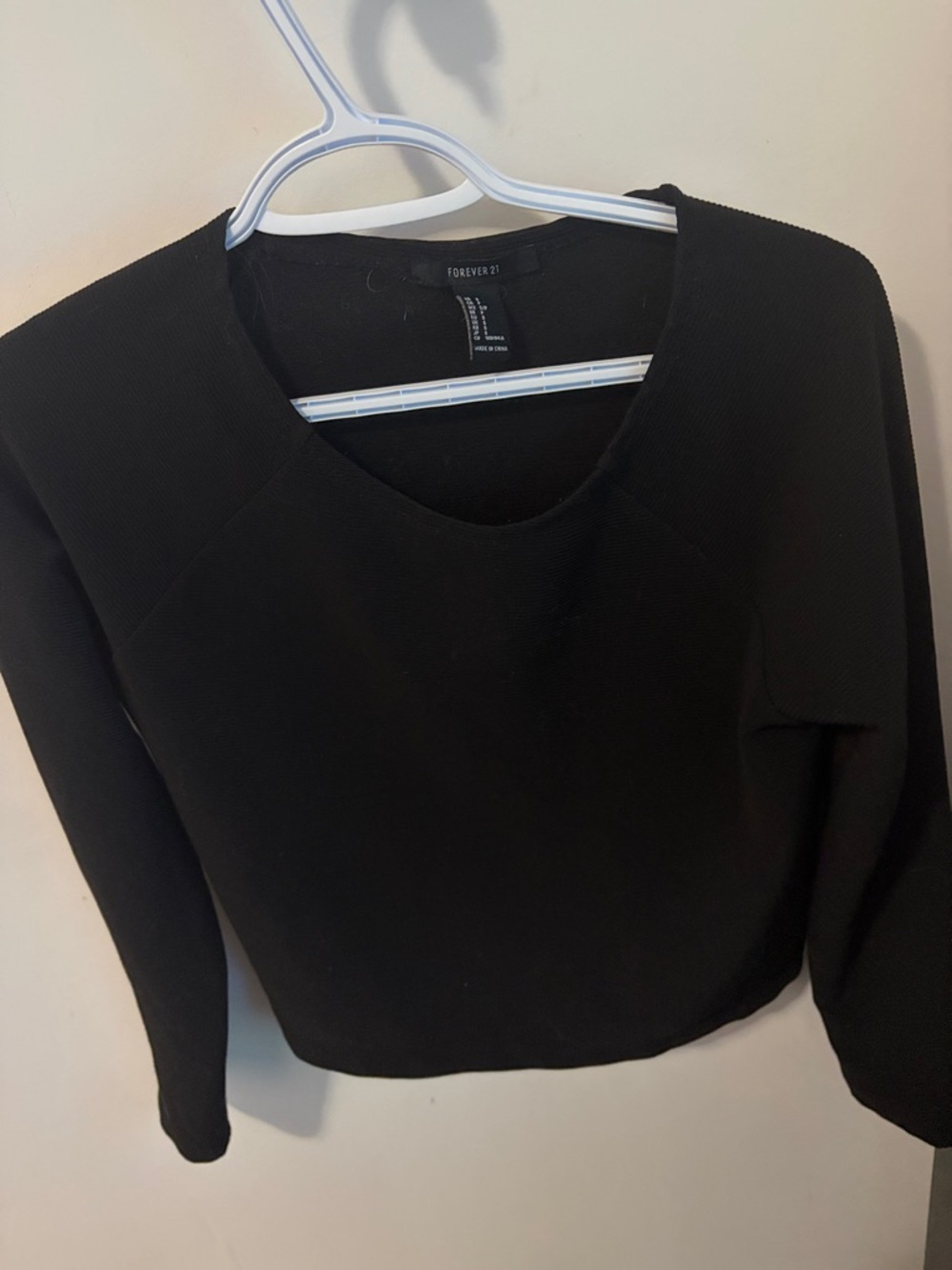 Forever 21 Black Scoop Neck Long Sleeve Top